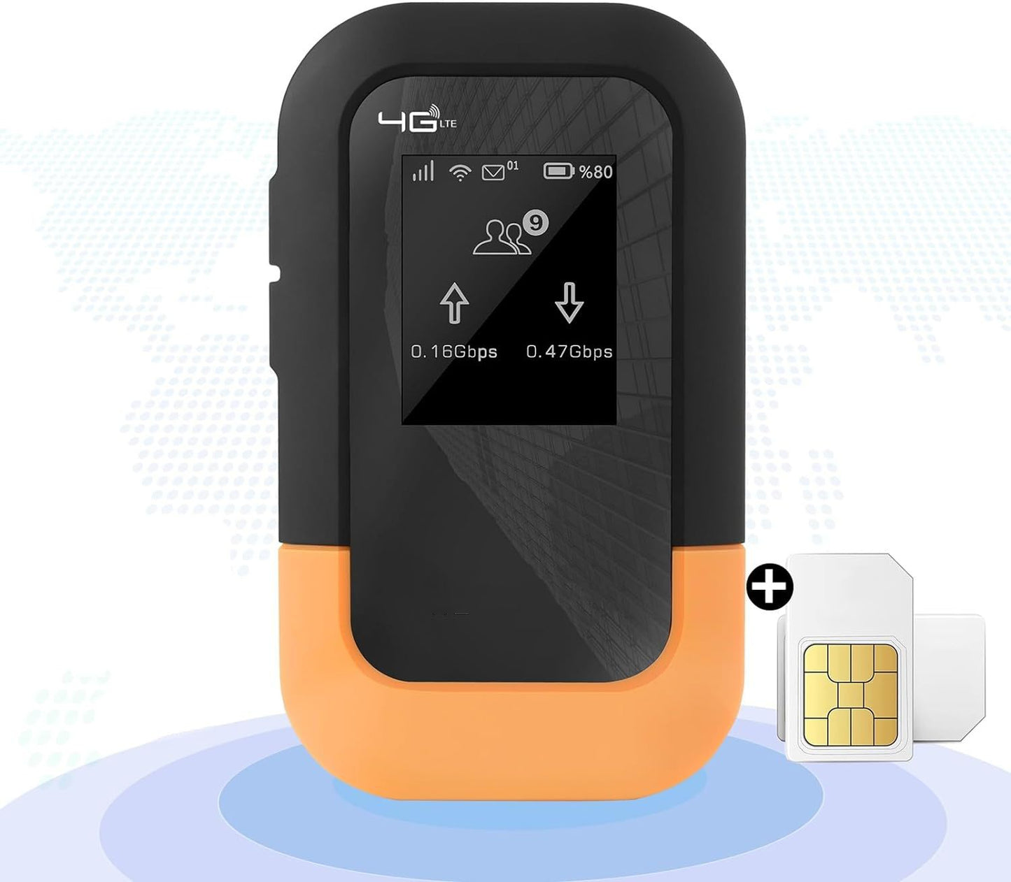 Router Portabil 4G LTE WiFi 6 cu eSIM si Nano SIM, Baterie 3000 mAh