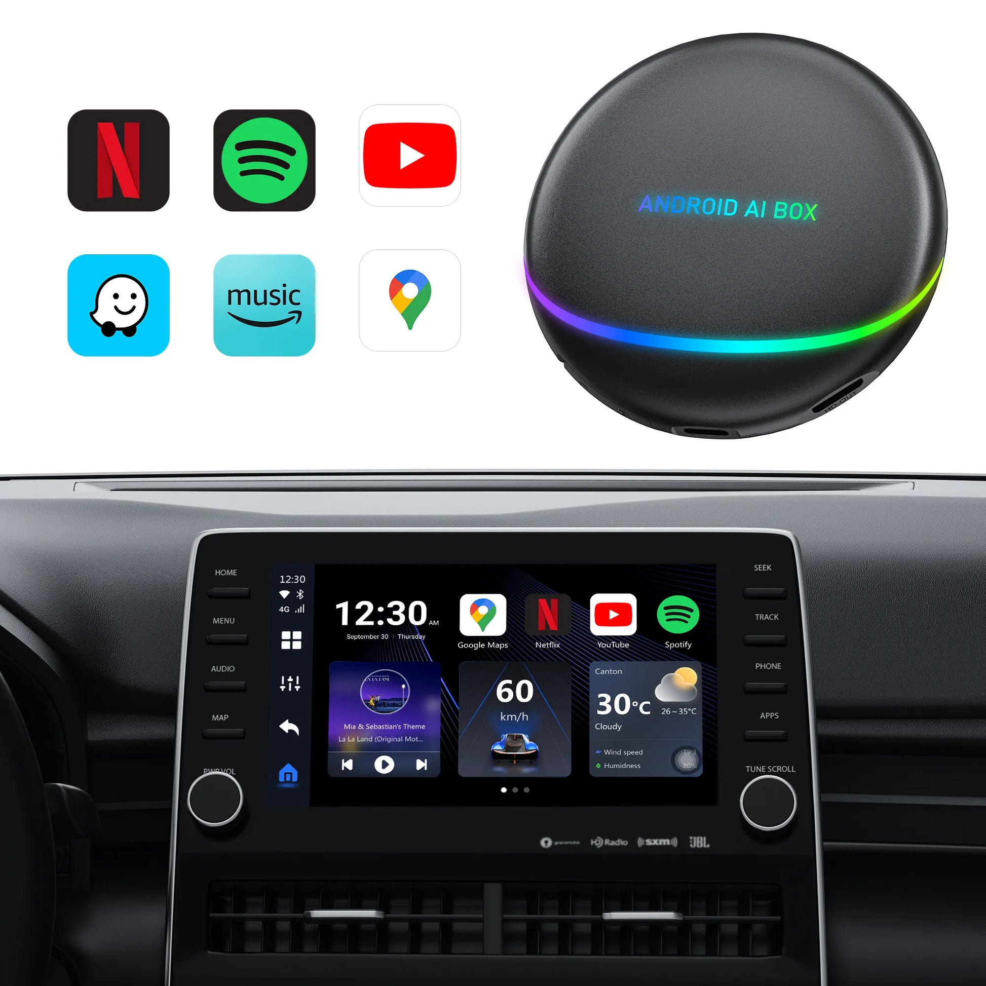 Android Carplay AI BOX, 8GB RAM + 128GB ROM, conectivitate WiFi + Bluetooth - Taggo.ro