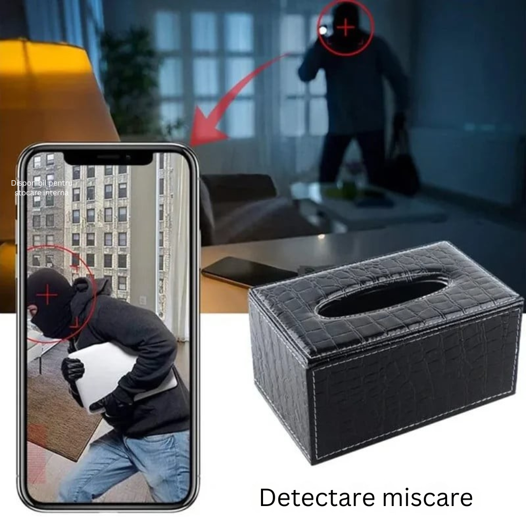 Camera Spion Ascunsa in Suport de Servetele – Wi-Fi, Full HD, Senzor Miscare