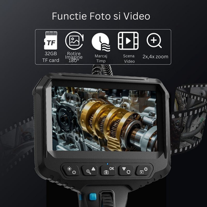 Camera Endoscopica Snake 6.2 mm, Display 4.3", 1080p, Cablu 1m, Baterie 2200 mAh
