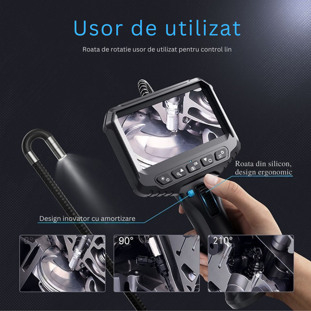 Camera Endoscopica Snake 6.2 mm, Display 4.3", 1080p, Cablu 1m, Baterie 2200 mAh