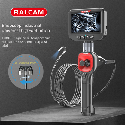 Camera endoscopica Ralcam F606B cu accesorii, cameră 62 mm, display 4.3 inch 1280x720 HD, unghi 360°, autonomie până la 6 ore, cablu 1 M, multicolor