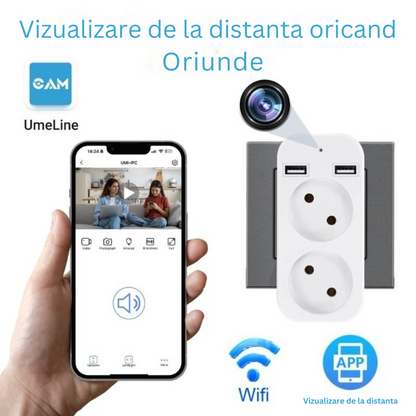 Camera Spion in Adaptor Dublu, Wi-Fi, Full HD, Vizualizare in Timp Real