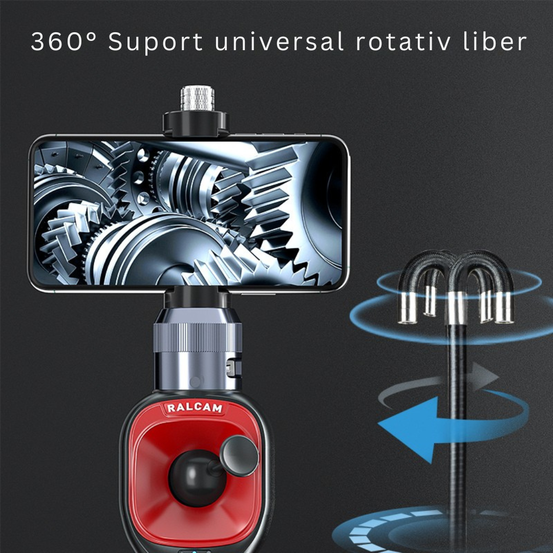 Camera endoscopica Ralcam F604A cu accesorii, cameră 39 mm, 1280x720 HD, unghi 360°, autonomie până la 6 ore, cablu 1 M, multicolor