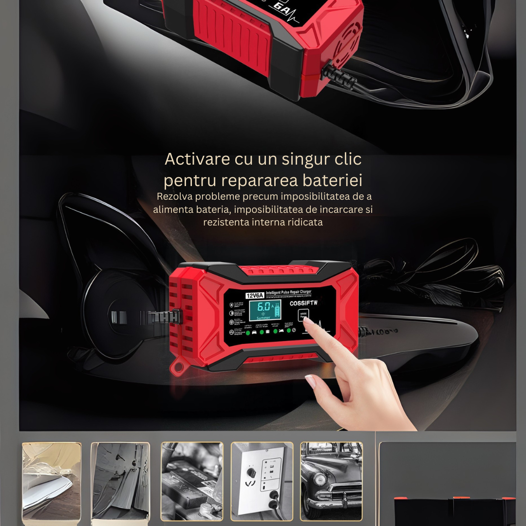 Redresor inteligent 12V 6A pentru baterii auto si moto - GEL, Plumb-Acid, LiFePO4 14.6V