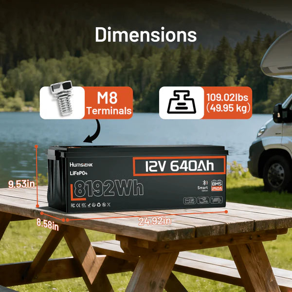 Acumulator Humsienk 12V 640Ah LiFePO4 Bluetooth, BMS 250A, 8192Wh