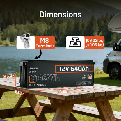Acumulator Humsienk 12V 640Ah LiFePO4 Bluetooth, BMS 250A, 8192Wh