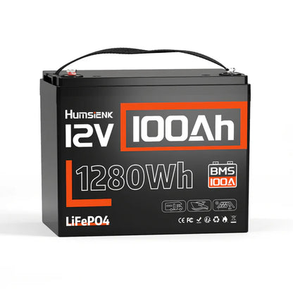 Acumulator LiFePO4 12V 100Ah cu BMS 100A – 1280Wh, IP67, 10.5 kg – Ideal pentru Camper, Barca, Sistem Fotovoltaic
