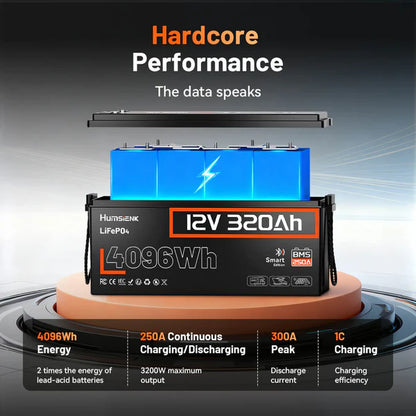 Baterie LiFePO4 Humsienk 12V 320Ah – 4096Wh, Bluetooth, BMS 250A