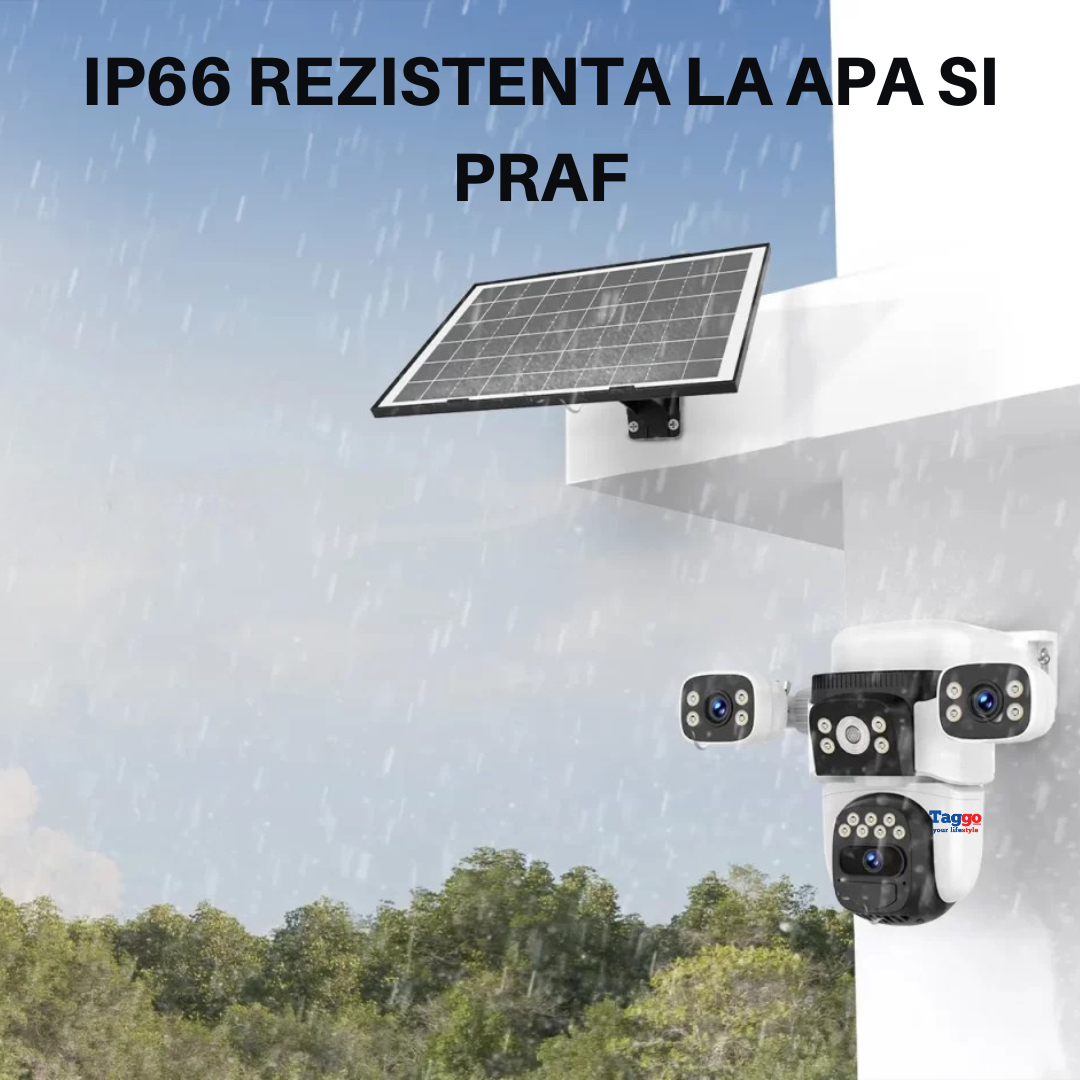 Camera crocodil solar 4G multi-lentile, 12MP, panou solar, stocare in cloud si SD, Rezistenta la apa IP66, Urmarire persoane