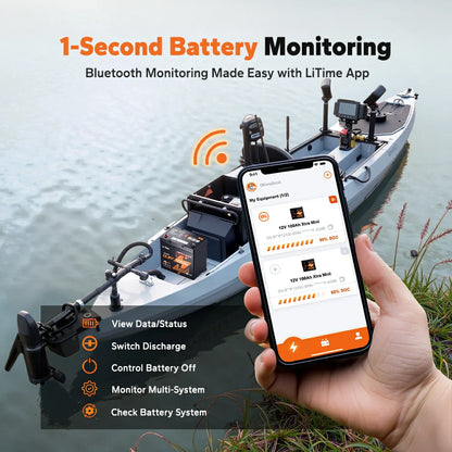 Baterie LiTime 12V 100Ah Xtra-Mini LiFePO4 cu Bluetooth 5.0 - Acumulator Litiu Compact