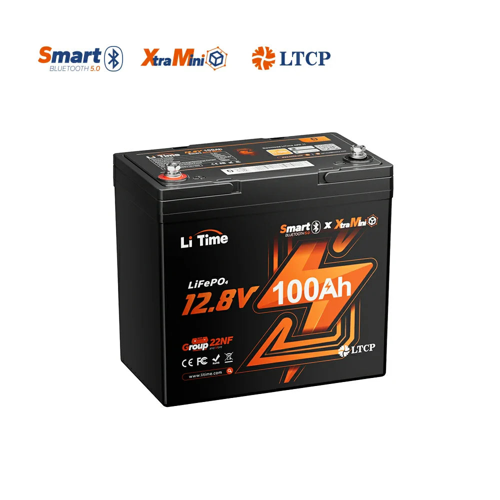 Baterie LiTime 12V 100Ah Xtra-Mini LiFePO4 cu Bluetooth 5.0 - Acumulator Litiu Compact