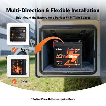 Baterie LiTime 12V 100Ah Xtra-Mini LiFePO4 cu Bluetooth 5.0 - Acumulator Litiu Compact