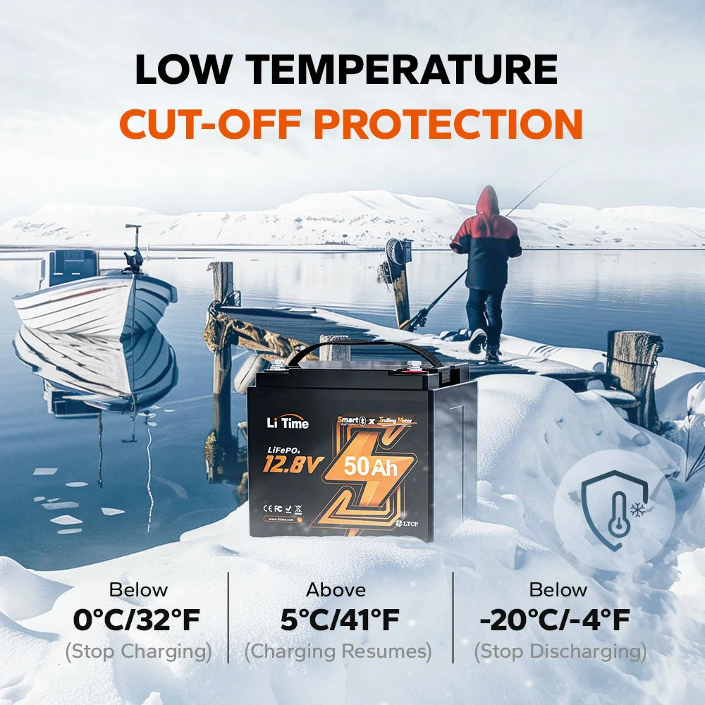 Baterie LiFePO4 12V 50Ah LiTime cu Bluetooth si BMS 50A, pentru Trolling Motor 20–70lb si barca (640Wh)