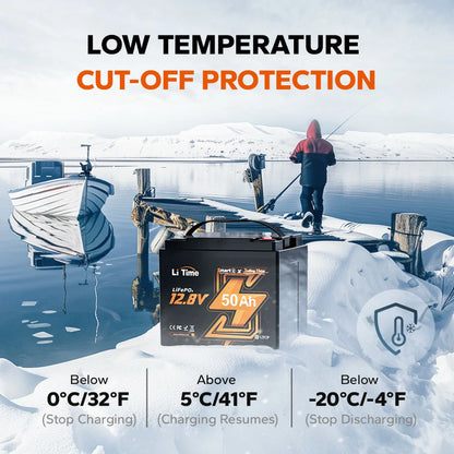 Baterie LiFePO4 12V 50Ah LiTime cu Bluetooth si BMS 50A, pentru Trolling Motor 20–70lb si barca (640Wh)