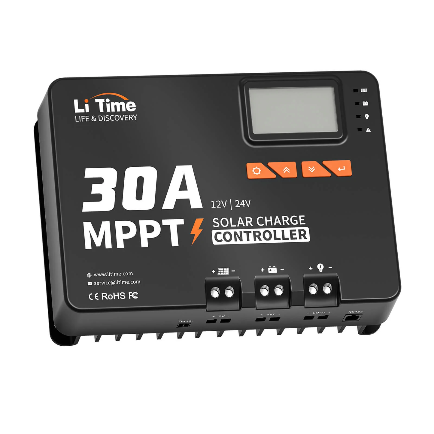 Controller solar MPPT 30A, 450W/12V 900W/24V LCD display, Adaptor Bluetooth, Control din aplicatie