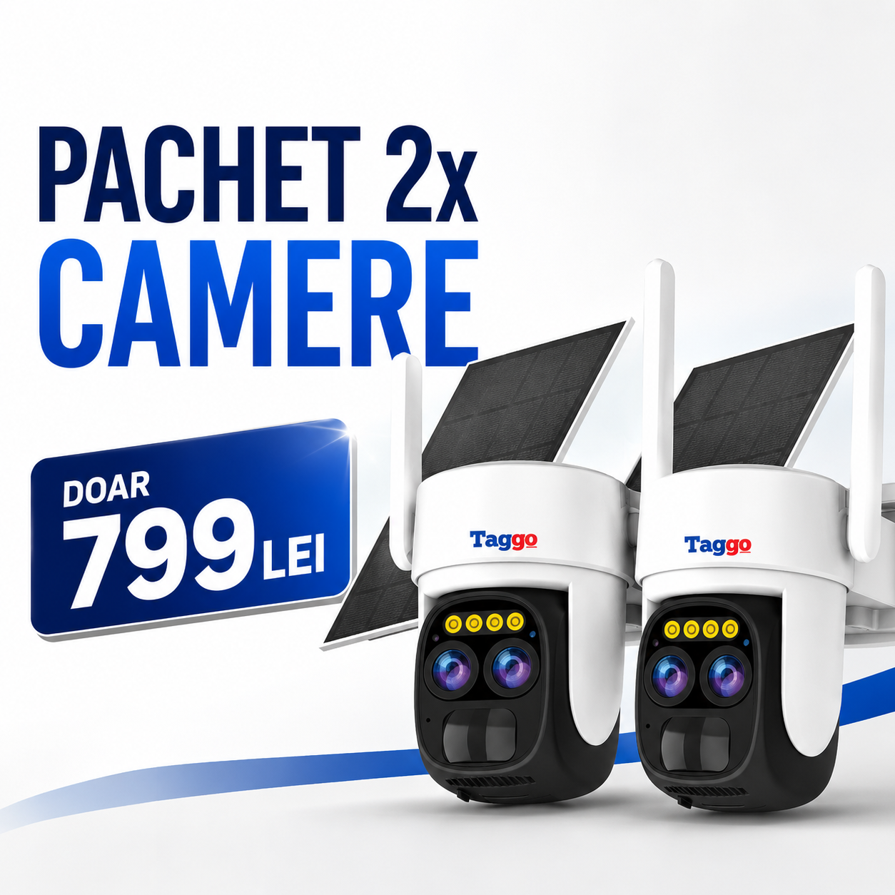 1+1 GRATIS, 2X Camere Supraveghere 4G Panou Solar, 2 lentile, 10x ZOOM