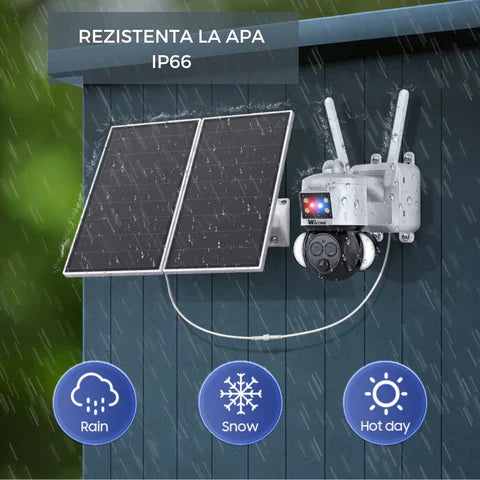 Camera de Supraveghere Cu Incarcare Solara 4G Panou 20W, 4K, ZOOM 12X, FullHD, Rain Charging, Rotire Din Aplicatie, Rezistenta La Apa IP 66