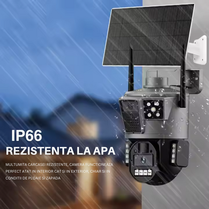 Camera de Supraveghere Solara 4G Cartela SIM 4K , Zoom 10X, Panou Solar 14W, Rezistenta La Apa IP 66
