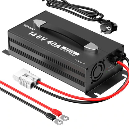 Incarcator Redodo 14.6V 40A LiFePO4 pentru Baterii 12V, Auto Cut-Off si Protectii