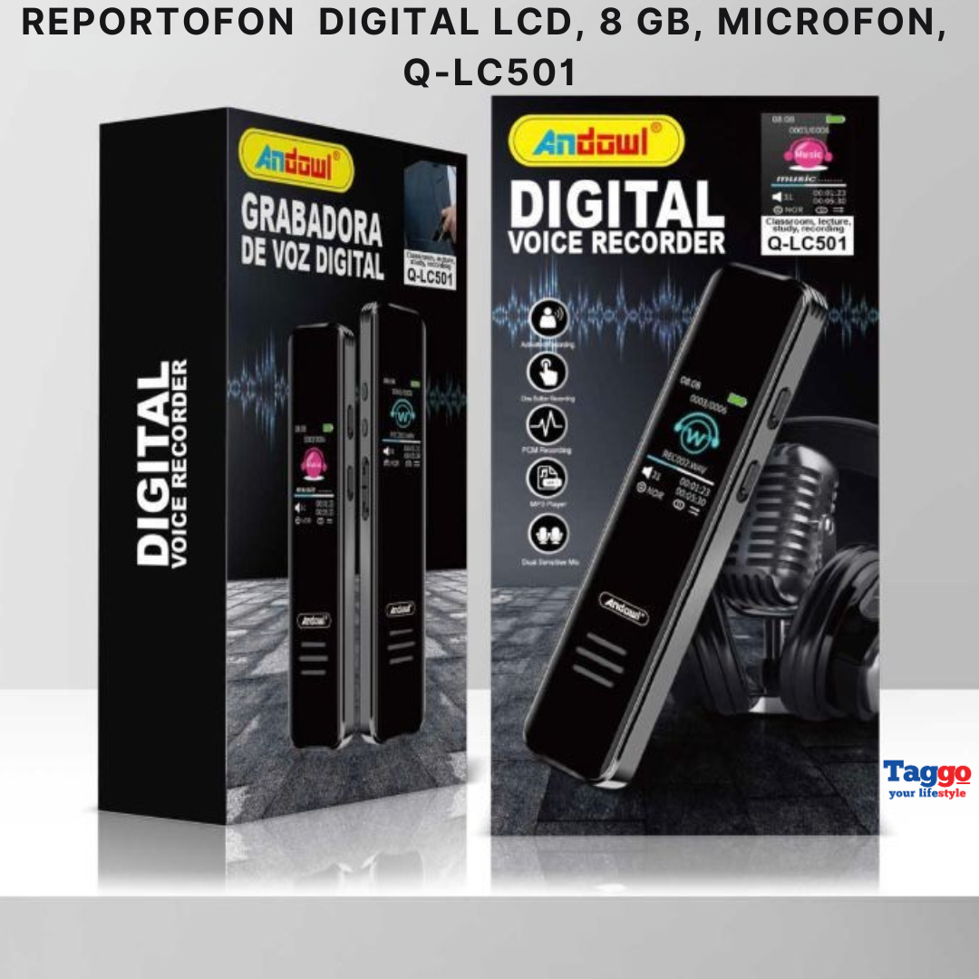 Reportofon digital LCD, functie inregistrare, 8 GB, microfon