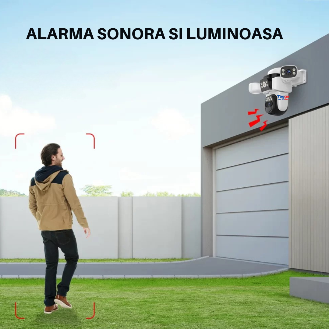 Camera crocodil solar 4G multi-lentile, 12MP, panou solar, stocare in cloud si SD, Rezistenta la apa IP66, Urmarire persoane