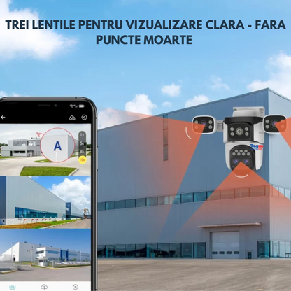 Camera crocodil solar 4G multi-lentile, 12MP, panou solar, stocare in cloud si SD, Rezistenta la apa IP66, Urmarire persoane