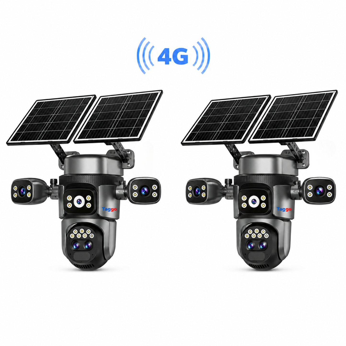 Set 2x Camere Crocodil, Panou Solar Dublu, 4G, Zoom 10x, AOV