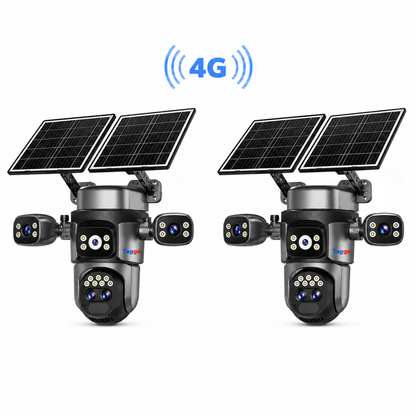 Set 2x Camere Crocodil, Panou Solar Dublu, 4G, Zoom 10x, AOV