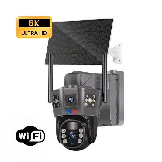 Camera Supraveghere WIFI 6K Ultra HD, Dual Camera 12MP, Incarcare Solara, Rotire Din Aplicatie, Rezistenta La Apa IP 66