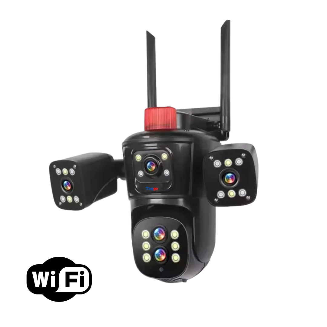 Camera de supraveghere WIFI 10K, 20MP, Zoom 10X, 5 lentile, Control din aplicatie, Comunicare bidirectionala, Urmarire automata, Multi lens