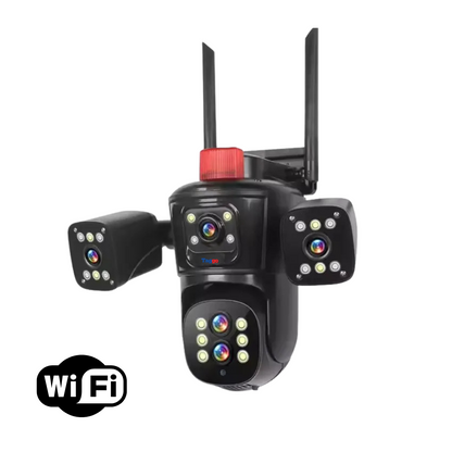 Camera de supraveghere WIFI 10K, 20MP, Zoom 10X, 5 lentile, Control din aplicatie, Comunicare bidirectionala, Urmarire automata, Multi lens