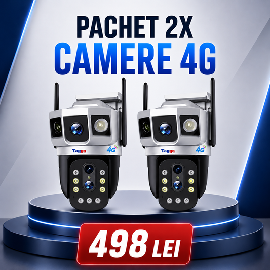 Pachet 2x Camera de Supraveghere 4G, 3 lentile, 6K 12MP, Zoom 10x optic