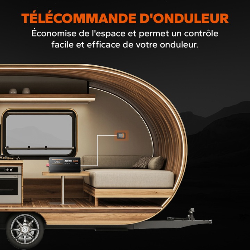 Invertor LiTime 3000W (6000W varf) Sinus Pur, 12V la 230V – Auto, Solar, Camping, protectie completa, telecomanda, 2 prize AC, 18A