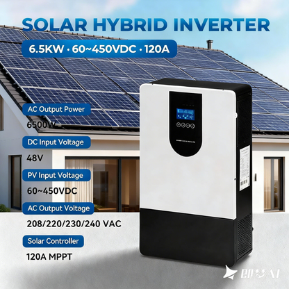 Invertor Solar Hibrid 6.5kW 48V MPPT 120A cu WiFi – Alimentare din Panouri, Baterii si Retea