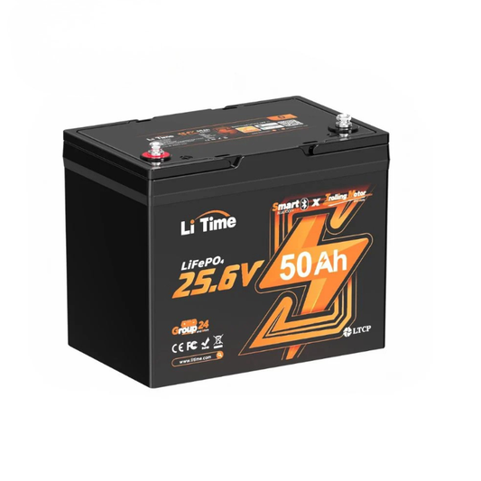 Baterie Litiu 24V 50Ah LiFePO4 LiTime BMS 50A 1280Wh IP65, 206x168x211mm