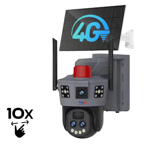Camera de Supraveghere Solara 4G 12MP cu Trei Lentile, Zoom 10X, Rezistenta La Apa IP 66