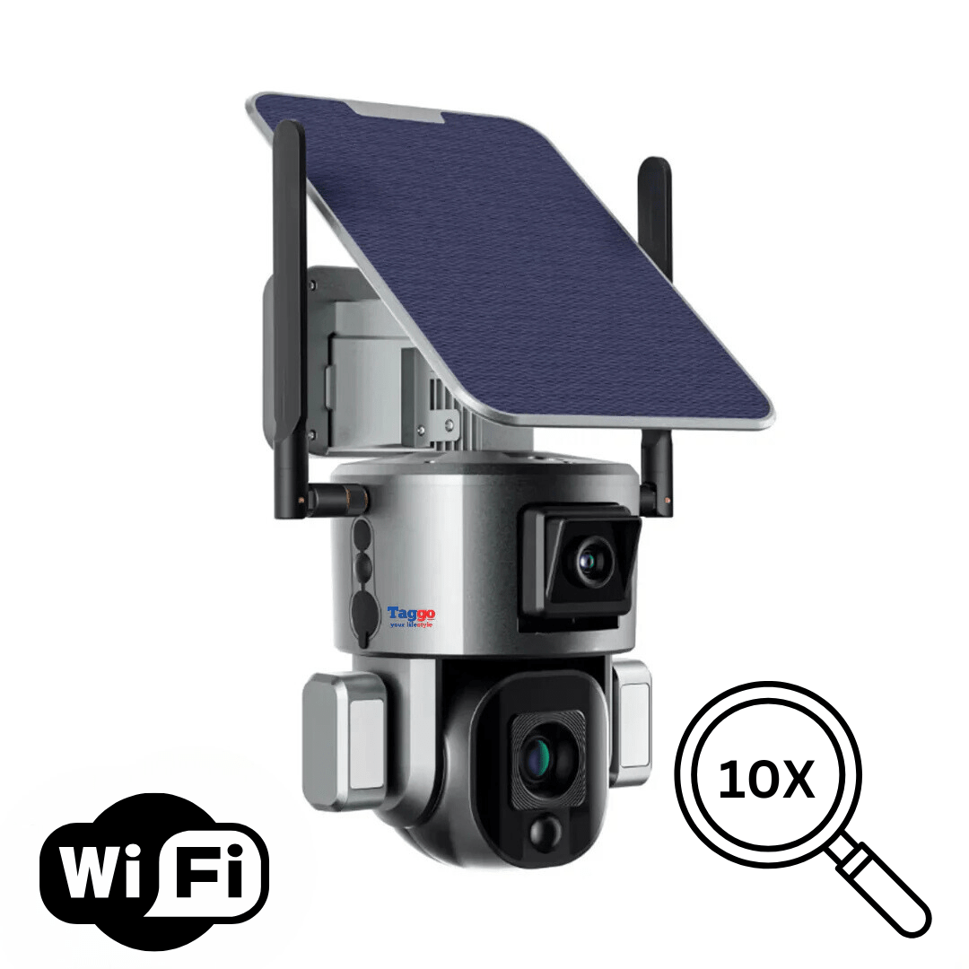 Camera de supraveghere wireless exterior 4K Ultra HD de la WISTINO, cu zoom optic 10x și rezistență IP66.