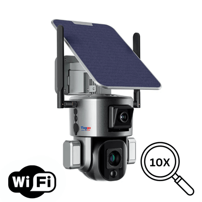 Camera de supraveghere wireless exterior 4K Ultra HD de la WISTINO, cu zoom optic 10x și rezistență IP66.