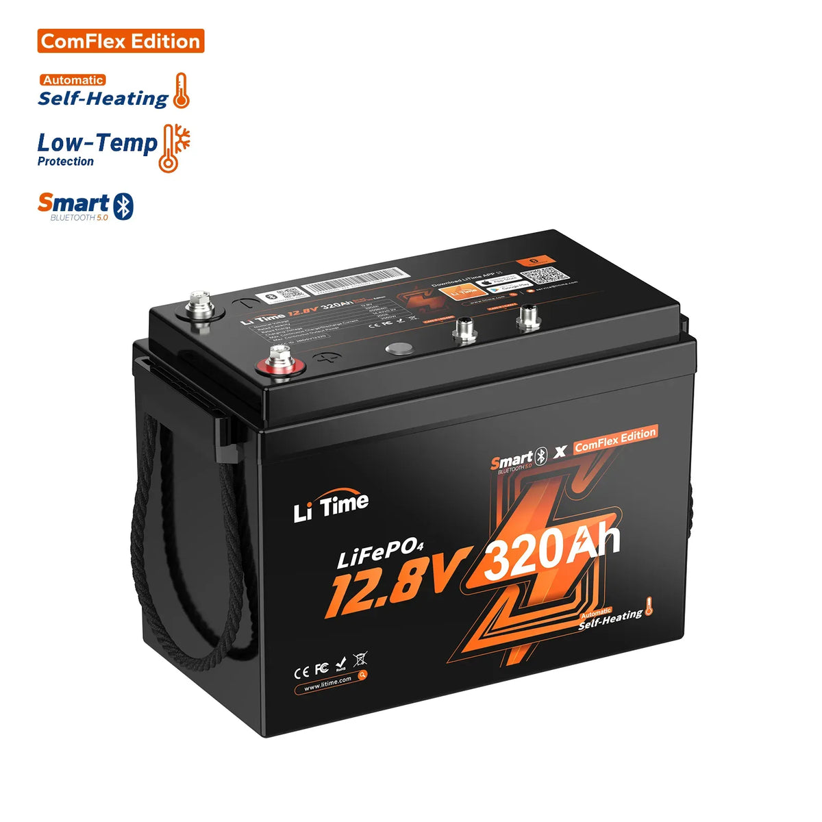 Baterie LiFePO LiTime 12V,320Ah,BMS 200A,cu incalzire si conexiune Smart ComFlex
