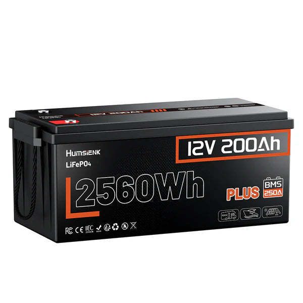 Acumulator Humsienk 12V 200Ah Plus LiFePO4 BMS 250A, 2560Wh, 3200W