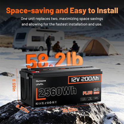 Acumulator Humsienk 12V 200Ah Plus LiFePO4 BMS 250A, 2560Wh, 3200W