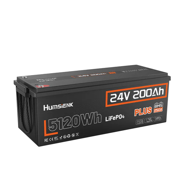 Acumulator Humsienk 24V 200Ah Plus LiFePO4 BMS 250A, 5120Wh, 6400W
