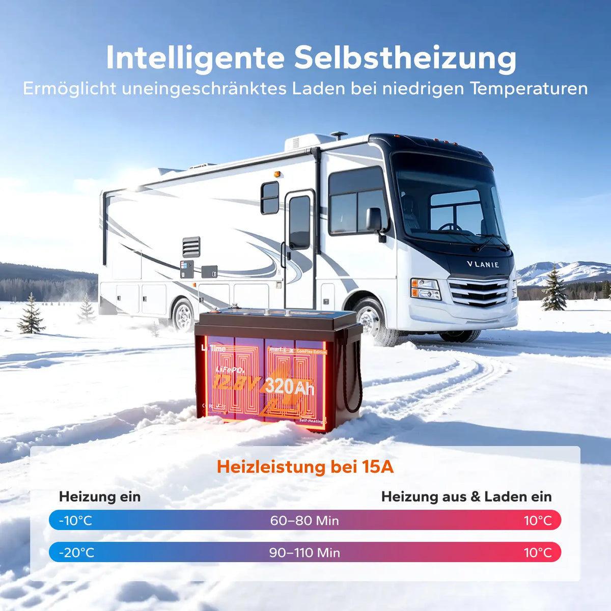 Baterie LiFePO LiTime 12V,320Ah,BMS 200A,cu incalzire si conexiune Smart ComFlex