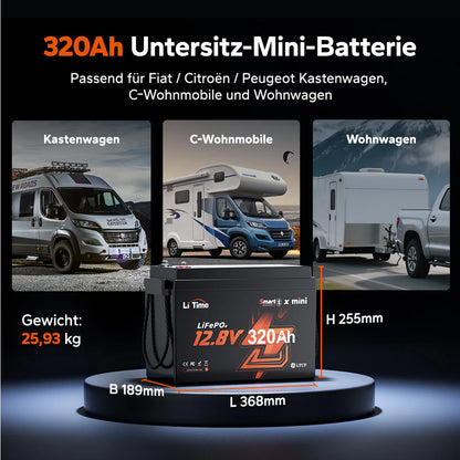 Acumulator LiFePO4 LiTime W190 12V 320Ah – Baterie Compacta pentru Rulota si Sisteme Solare