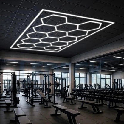 Lumină LED Hexagonală – 14 Module + Rama 484x243CM - Garaj, Dormitor, Cameră Gaming, Spații Private