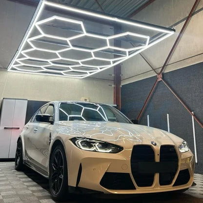 Lumină LED Hexagonală – 14 Module + Rama 484x243CM - Garaj, Dormitor, Cameră Gaming, Spații Private