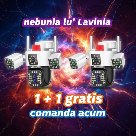 Camera de supraveghere WIFI 6K, 12MP, 4 lentile, ZOOM 10X,  Control din aplicatie, Comunicare bidirectionala, Urmarire automata, Multi lens