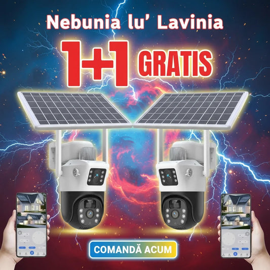 Camera Supraveghere 4G 4K Ultra HD, Dual Camera 8MP, Incarcare Solara, Rotire Din Aplicatie, Rezistenta La Apa IP 66