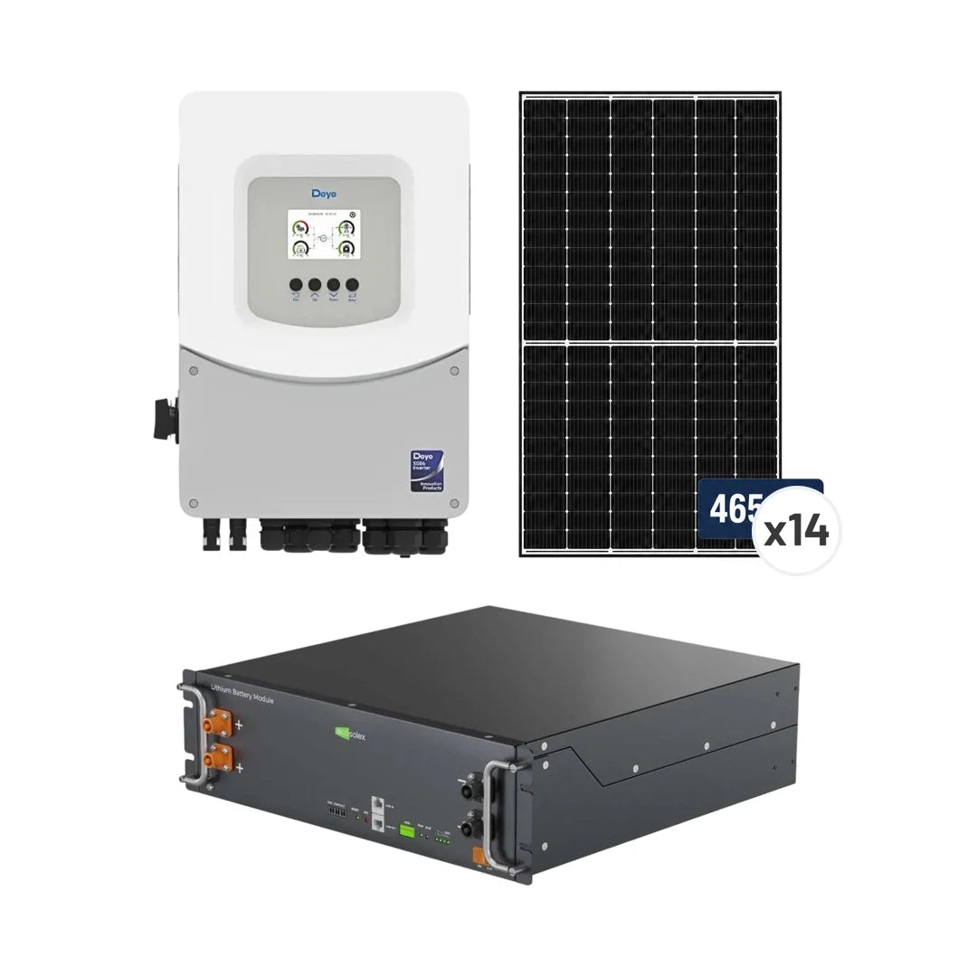Sistem Fotovoltaic 6.51 kW cu 14 Panouri Canadian Solar 465W + Invertor Hibrid Deye 6 kW Monofazat + Baterie LiFePO4 5.12 kWh